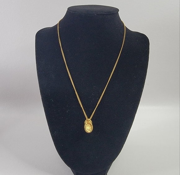 CHRISTIAN DIOR Pearl Rhinestone Gold Tone Pendant Necklace - Picture 3 of 8